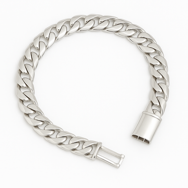 Pulsera Eslabones Cubanos 9 mm de ancho Plata 999 - Broche Door